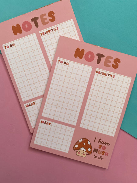 Mushroom Notes, Cute Notepad, 5x7, Memopad, Notes, Stationery, Kawaii Notepad, Self Love Gift, Stationery Lover, Gift, Notepad