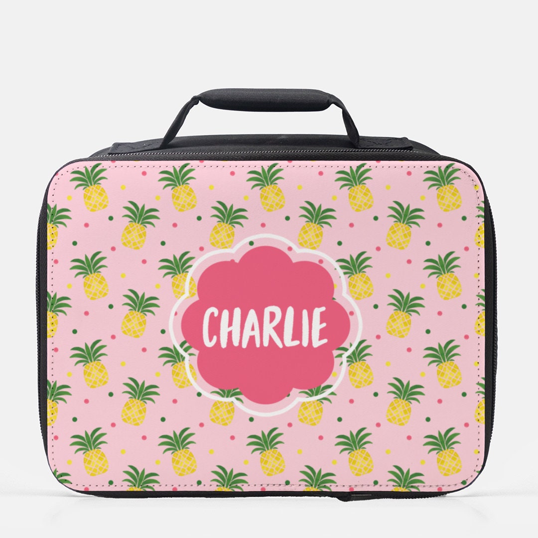 Personalized Pineapple Print Lunch Box, Pineapple Lunch Bag, Back To School, School Lunch Box,Lunch Tote, Custom Lunchbox, Birthday