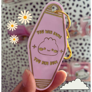 Motel Keychain, Dim Sum Keychain, 70's Inspired Print, Kawaii Keychain, Trendy Gift, Kawaii Lover, Kawaii Gift, Dim Sum Gift, Kawaii Girl
