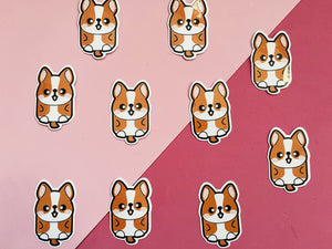 Kawaii Corgi, Waterproof Sticker, Handmade Sticker, Handmade Sticker, Cute Dog, Corgi Lover Gift, Waterproof Sticker