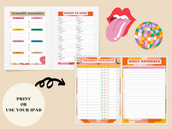 Digital Planner, GoodNotes, Zinnia Journaling, Digital Planning, Retro Planner, 70s Planner, Digital Download, Planner Girl, Planner Bundle