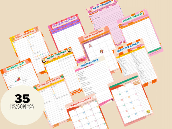 Digital Planner, GoodNotes, Zinnia Journaling, Digital Planning, Retro Planner, 70s Planner, Digital Download, Planner Girl, Planner Bundle
