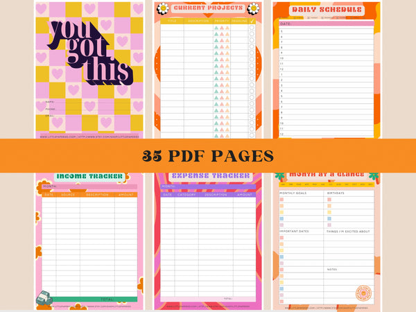 Digital Planner, GoodNotes, Zinnia Journaling, Digital Planning, Retro Planner, 70s Planner, Digital Download, Planner Girl, Planner Bundle