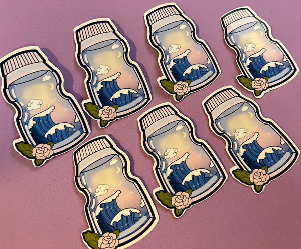 Kawaii Drink, Vinyl Sticker, Handmade Sticker, Handmade Sticker, Kawaii Yogurt Drink,  Kawaii Lover Gift, Waterproof Sticker