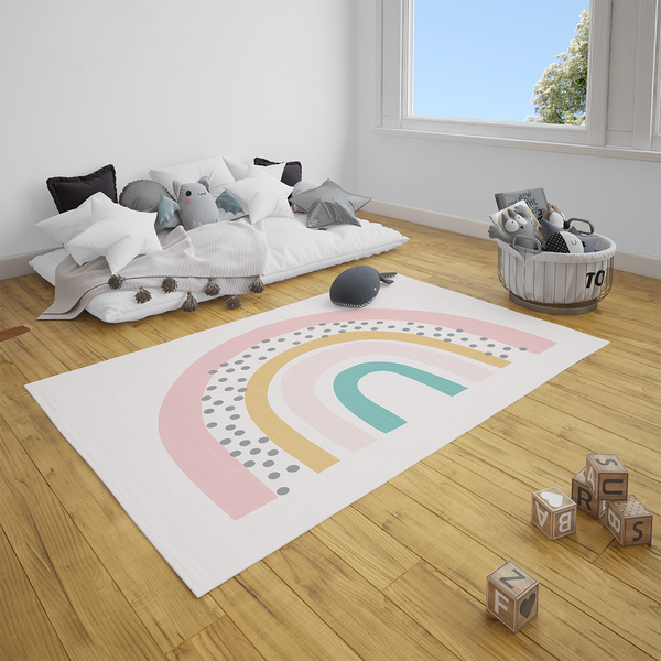 Scandinavian Rainbow Area Rugs, Rainbow Rug, Rainbow Print Area Rug, Nursery Rug, Kids' Rug, Scandi Rainbow Rug, Boho Rainbow Print Rug