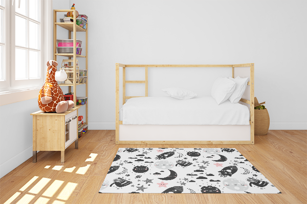 Monochrome Sloth Area Rugs, Area Rugs, Nursery Rugs, Kids' Area Rugs, Play Room Rug, Office Rug